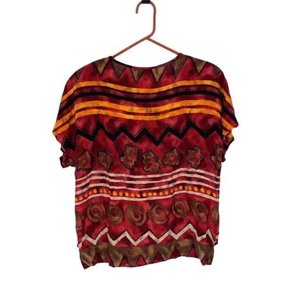 Cappagallo Sport Vintage 90’s Blouse Western Southwestern Tribal Print Size 8 - Picture 4 of 6